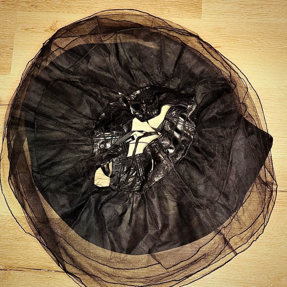 Faux Leather & Tulle Tutu, lace-up back